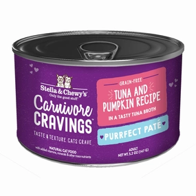 3 FOR $14.40: Stella & Chewy's Carnivore Cravings Purrfect Pate Tuna & Pumpkin in Broth Grain-Free Canned Cat Food 5.2oz