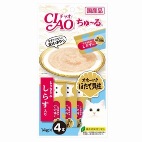 3 FOR $16: Ciao Churu Chicken Fillet Scallop & Whitebait Grain-Free Cat Treats 56g