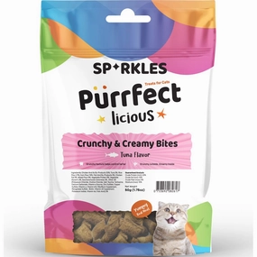 3 FOR $8.80: Sparkles Purrfectlicious Crunchy & Creamy Bites Tuna Cat Treats 50g