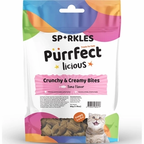 3 FOR $8.80: Sparkles Purrfectlicious Crunchy & Creamy Bites Tuna Cat Treats 50g