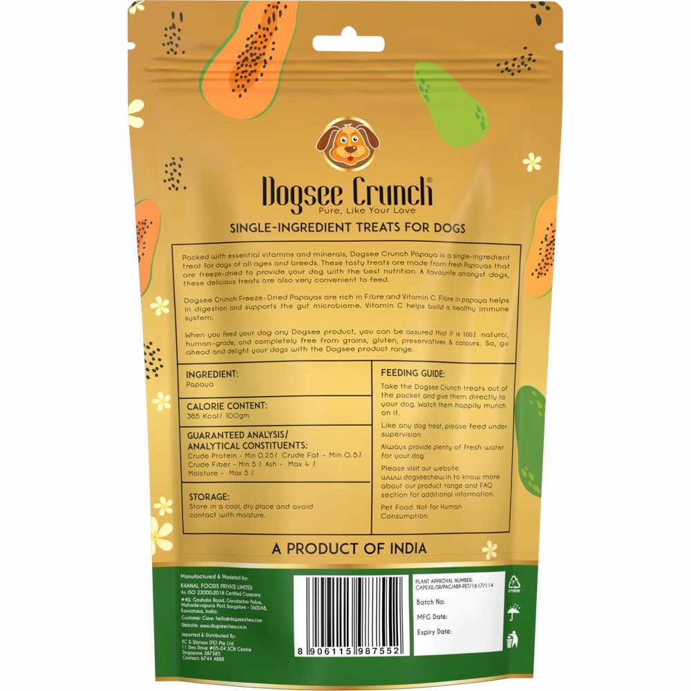 4 FOR $13: Dogsee Crunch Papaya Grain-Free Freeze-Dried Dog Treats 10g