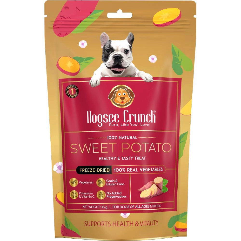 4 FOR $13: Dogsee Crunch Sweet Potato Grain-Free Freeze-Dried Dog Treats 15g