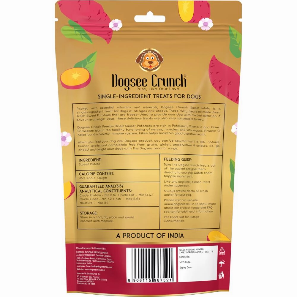 4 FOR $13: Dogsee Crunch Sweet Potato Grain-Free Freeze-Dried Dog Treats 15g