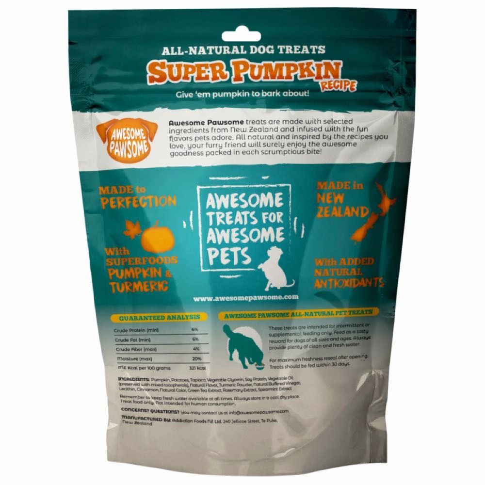4 FOR $14: Awesome Pawsome Super Pumpkin Grain-Free Vegetarian Dog Treats 3oz