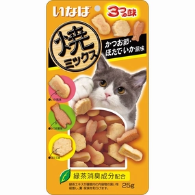 4 FOR $14: Ciao Soft Bits Mix Tuna & Chicken Fillet Dried Bonito, Scallop & Squid Flavor Cat Treats 25g