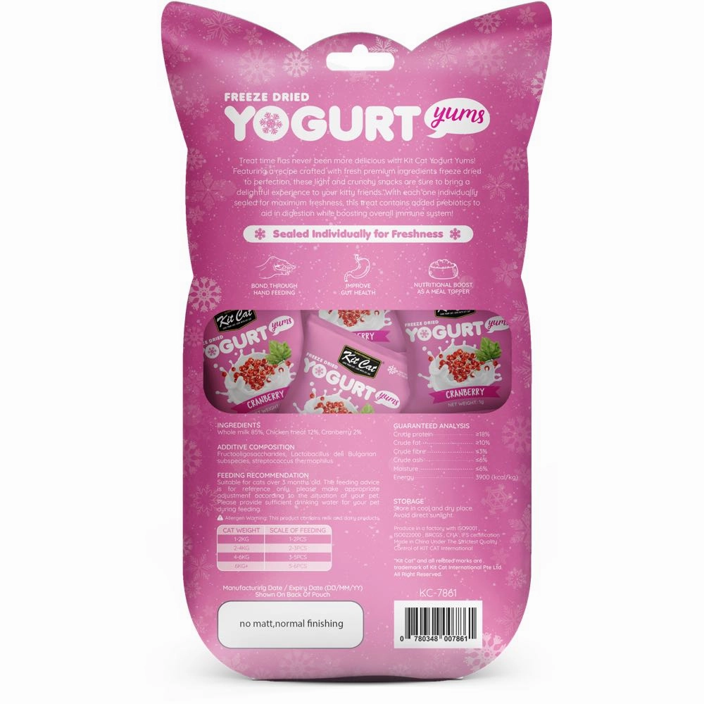 4 FOR $14: Kit Cat Yogurt Yums Cranberry Grain-Free Freeze-Dried Cat Treats 10pc