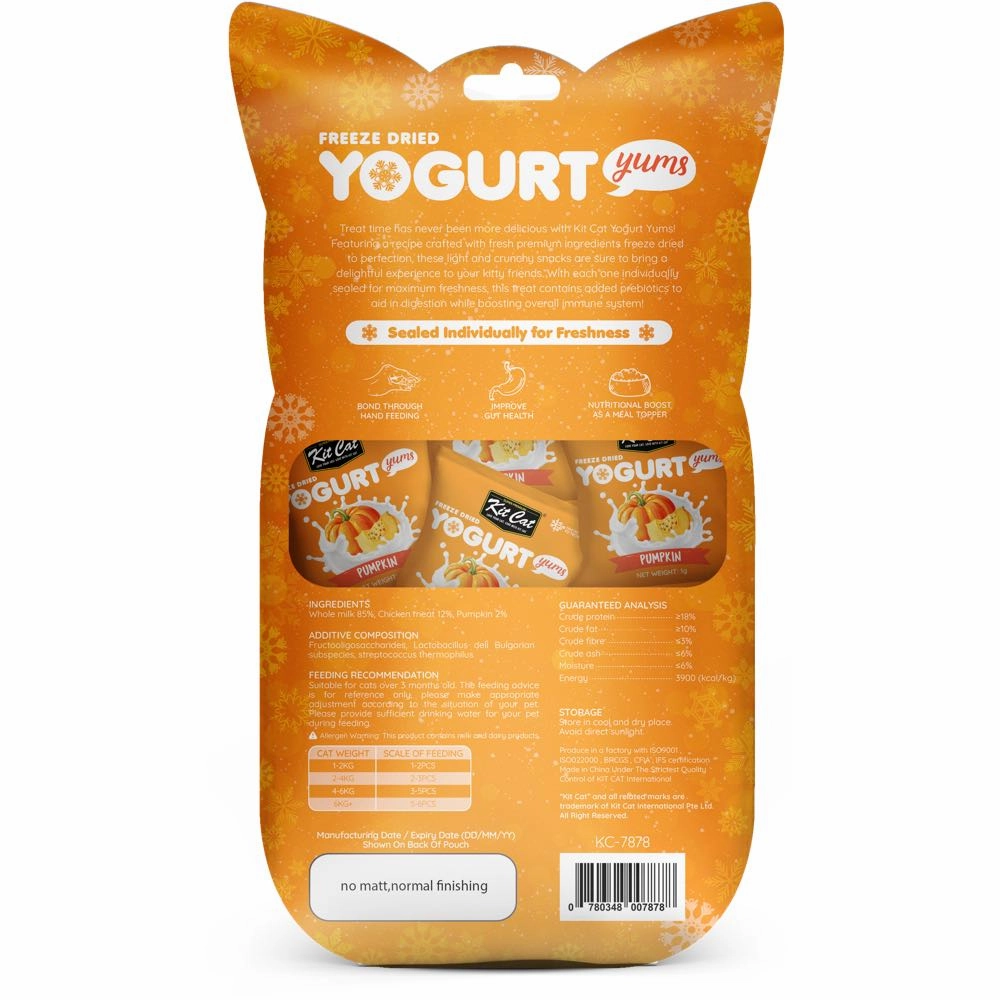 4 FOR $14: Kit Cat Yogurt Yums Pumpkin Grain-Free Freeze-Dried Cat Treats 10pc