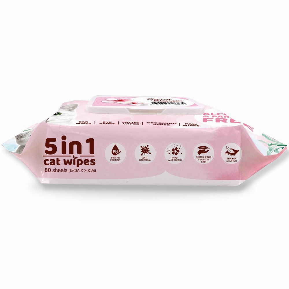 4 FOR $15: Kit Cat 5-in-1 Cherry Blossom Scented Cat Wipes 80pcs