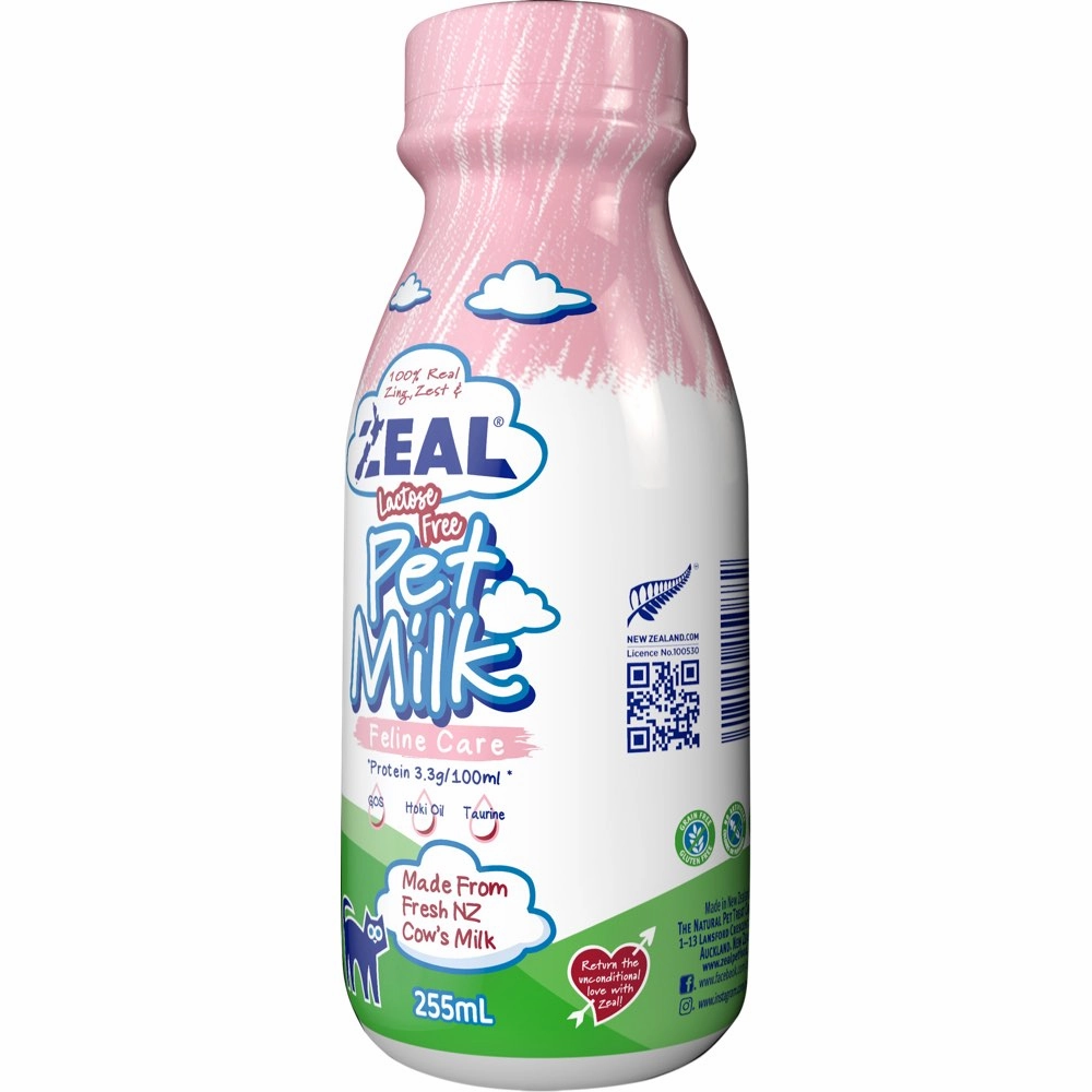 4 FOR $16: Zeal Feline Care Lactose-Free Pet Milk For Cats 255ml