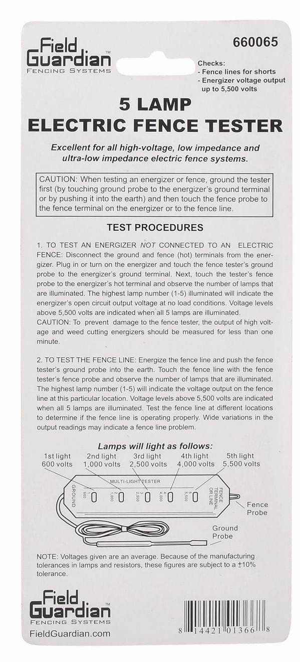 5 Lamp Electric Fence Tester