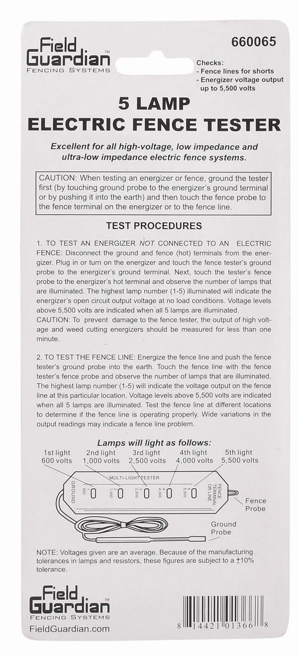 5 Lamp Electric Fence Tester