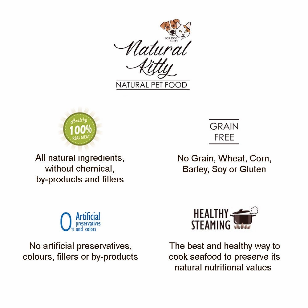 6 FOR $18: Natural Kitty Original Steamed Salmon Grain Free Cat & Dog Treat 25g