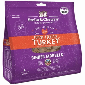 $10 OFF 8oz (Exp 25Sep25): Stella & Chewys Tummy Ticklin' Turkey Dinner Morsels Freeze-Dried Cat Food