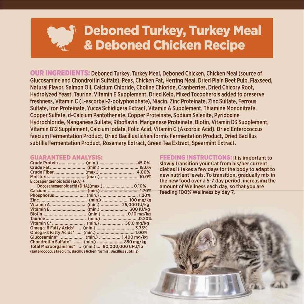 '20% OFF(Exp 9Dec25)  FREE CANNED FOOD': Wellness CORE Kitten Deboned Turkey, Turkey Meal & Deboned Chicken Grain-Free Dry Cat Food 5l