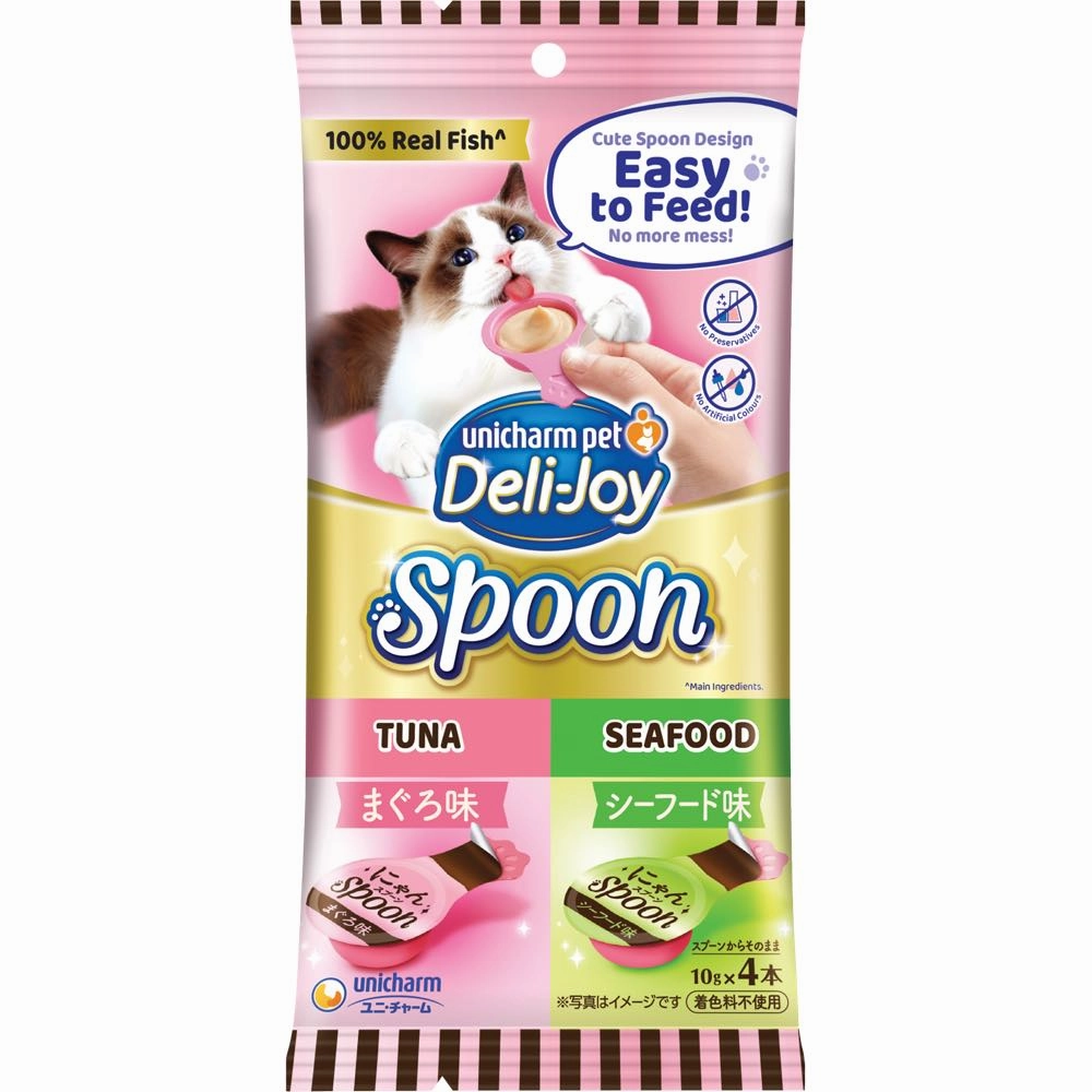 $2 OFF (Exp Oct 25): Unicharm Deli-Joy Spoon Tuna & Seafood Creamy Cat Treats 40g
