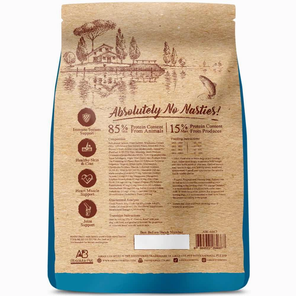 '35% OFF 3.3lb(Exp 5Nov25) FREE TREATS': Absolute Bites Wild Age Salmon & Potato Complete Dry Dog Food
