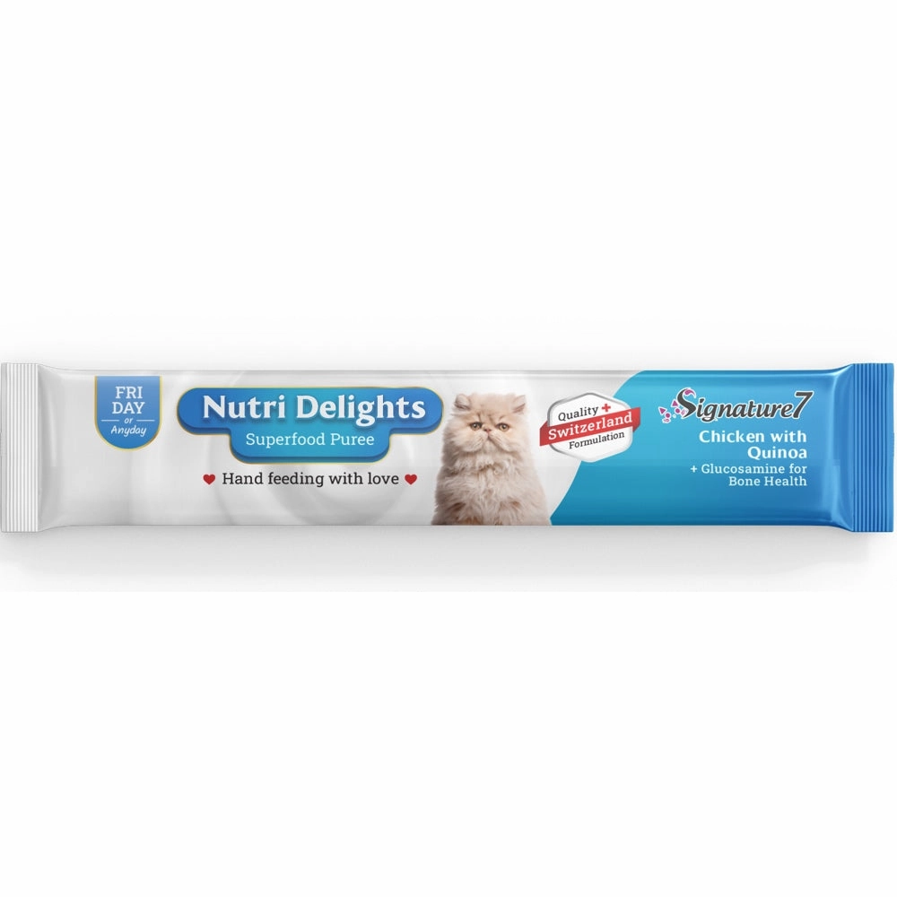 '3 FOR $9': Signature7 Nutri Delights Superfood Chicken With Quinoa & Glucosamine (Fri) Puree Cat Treats 60g