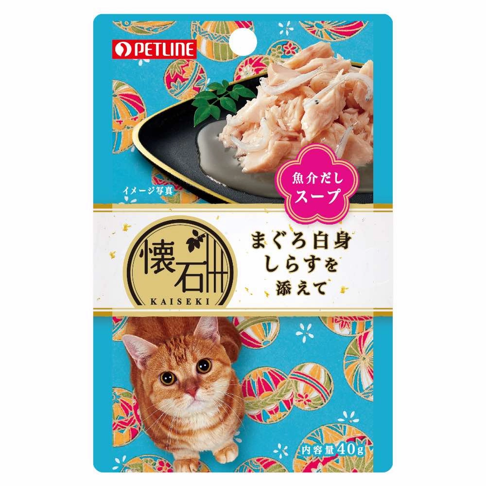 $3 OFF (Exp 7Jul25): Petline Kaiseki Pouch Maguro White Meat with Shirasu Soup Pouch Cat Food 40g x 12