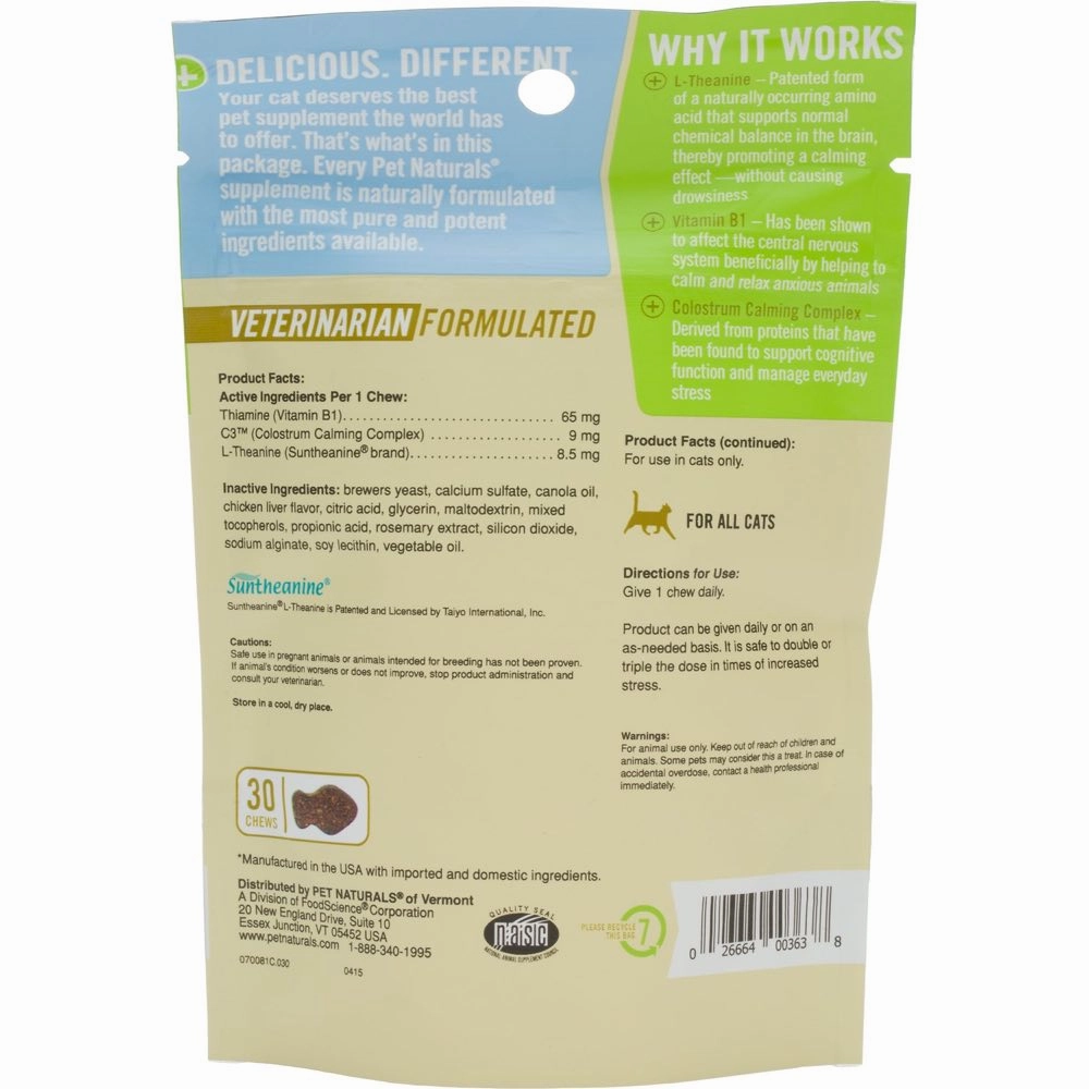 $3 OFF (Exp Sep 25): Pet Naturals of Vermont Calming For CATS 30 Chews