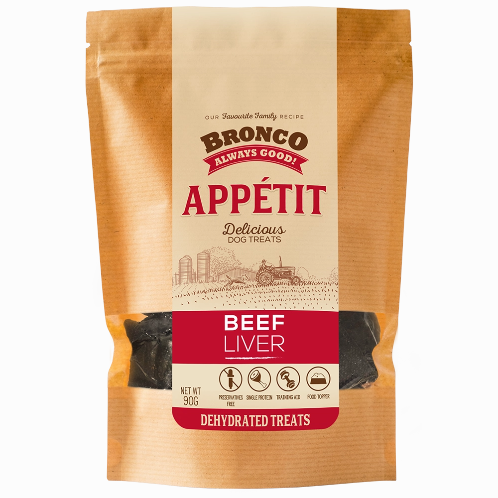 $4 OFF: Bronco Appetit Beef Liver Dehydrated Dog Treats 90g