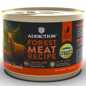 '60% OFF (Exp 7Aug25)': Addiction Wild Islands Forest Meat Venison, Beef & Chicken Grain-Free Canned Cat Food 185g