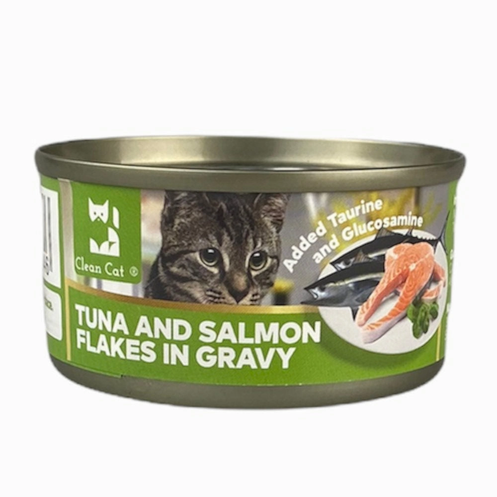 $8 OFF 24 cans: Clean Cat Tuna and Salmon Flakes in Gravy Canned Cat Food 80g x 24
