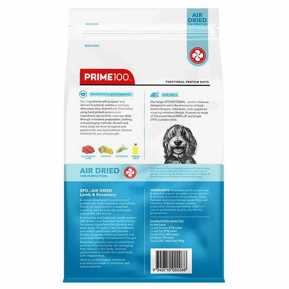 'BUNDLE DEAL': Prime100 SPD Lamb & Rosemary Air Dried Dog Food 120g