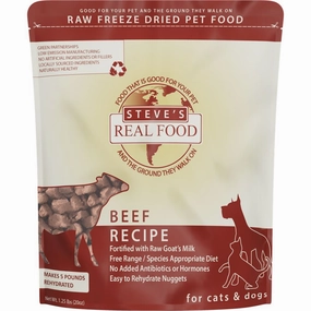 'BUNDLE DEAL FREE FD TREATS': Steve's Real Food Beef Grain-Free Freeze-Dried Raw Food For Cats & Dogs 20oz