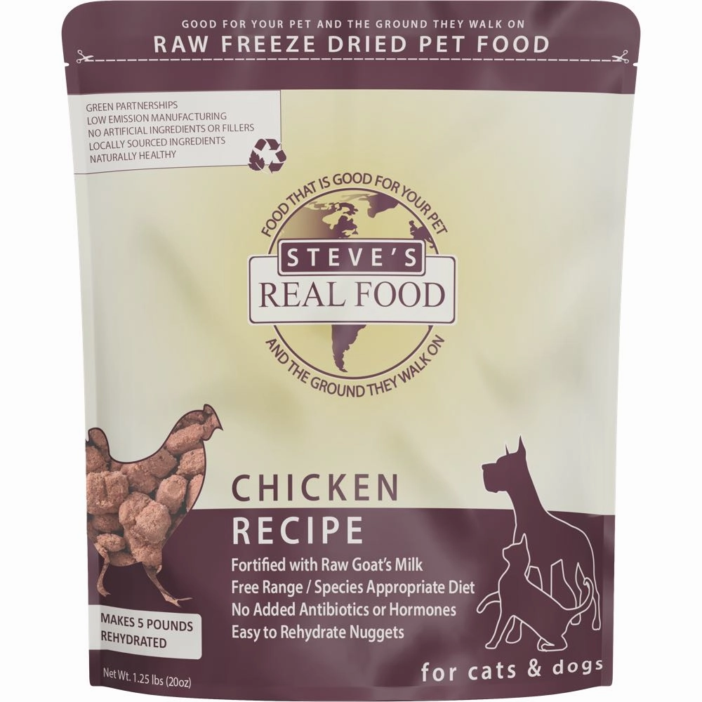 'BUNDLE DEAL FREE FD TREATS': Steve's Real Food Chicken Grain-Free Freeze-Dried Raw Food For Cats & Dogs 20oz