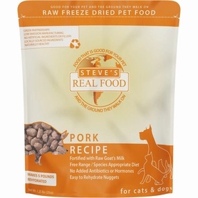 'BUNDLE DEAL FREE FD TREATS': Steve's Real Food Pork Grain-Free Freeze-Dried Raw Food For Cats & Dogs 20oz
