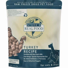 'BUNDLE DEAL FREE FD TREATS': Steve's Real Food Turkey Grain-Free Freeze-Dried Raw Food For Cats & Dogs 20oz