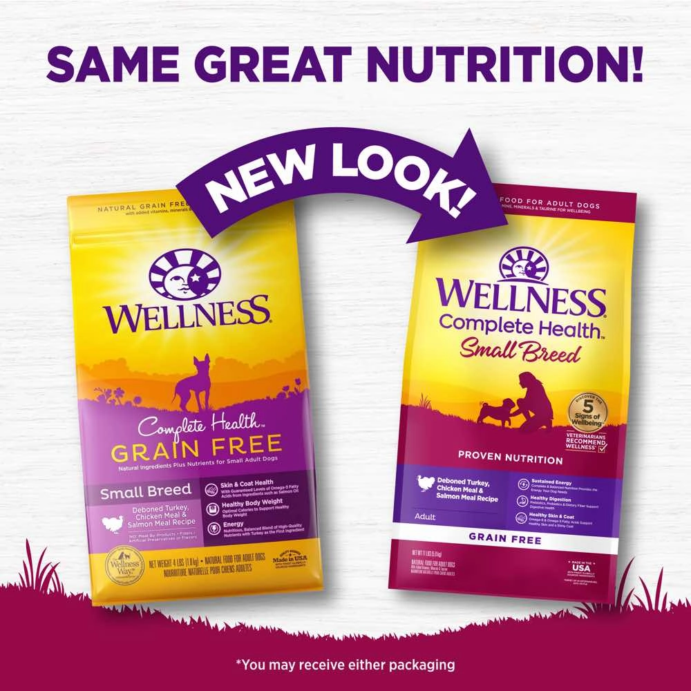 'BUNDLE DEAL/FREE FD TREATS': Wellness Complete Health Turkey, Chicken & Salmon Small Breed Adult Grain Free Dry Dog Food