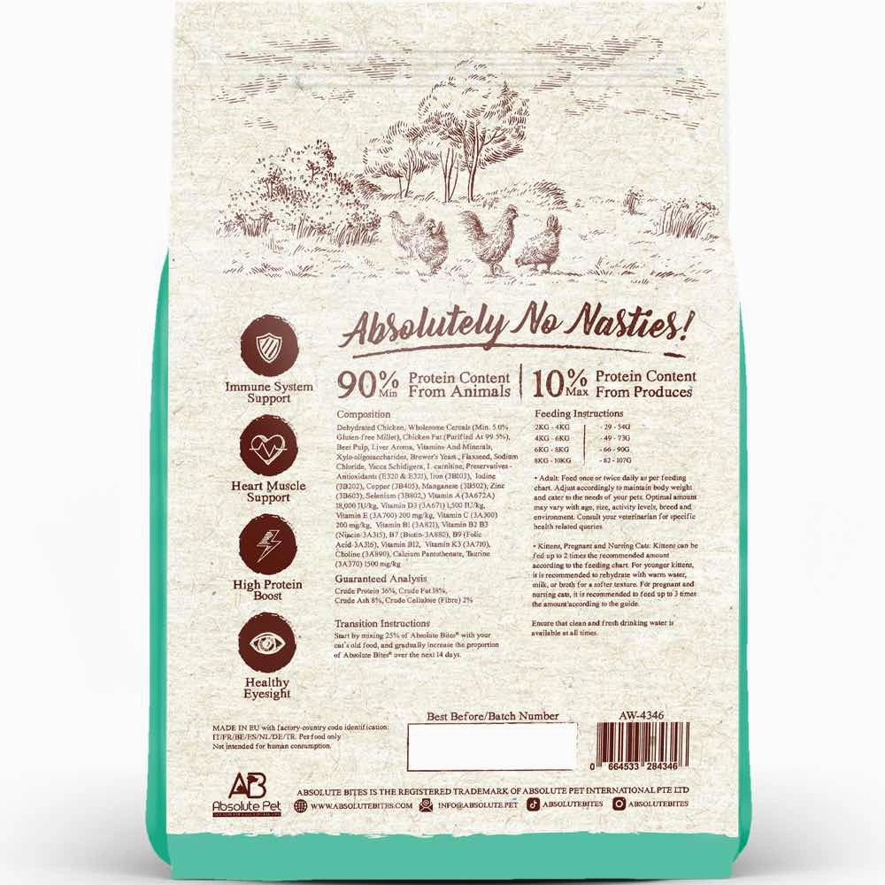'BUNDLE DEAL/FREE TREAT': Absolute Bites Wild Age Chicken Dry Cat Food