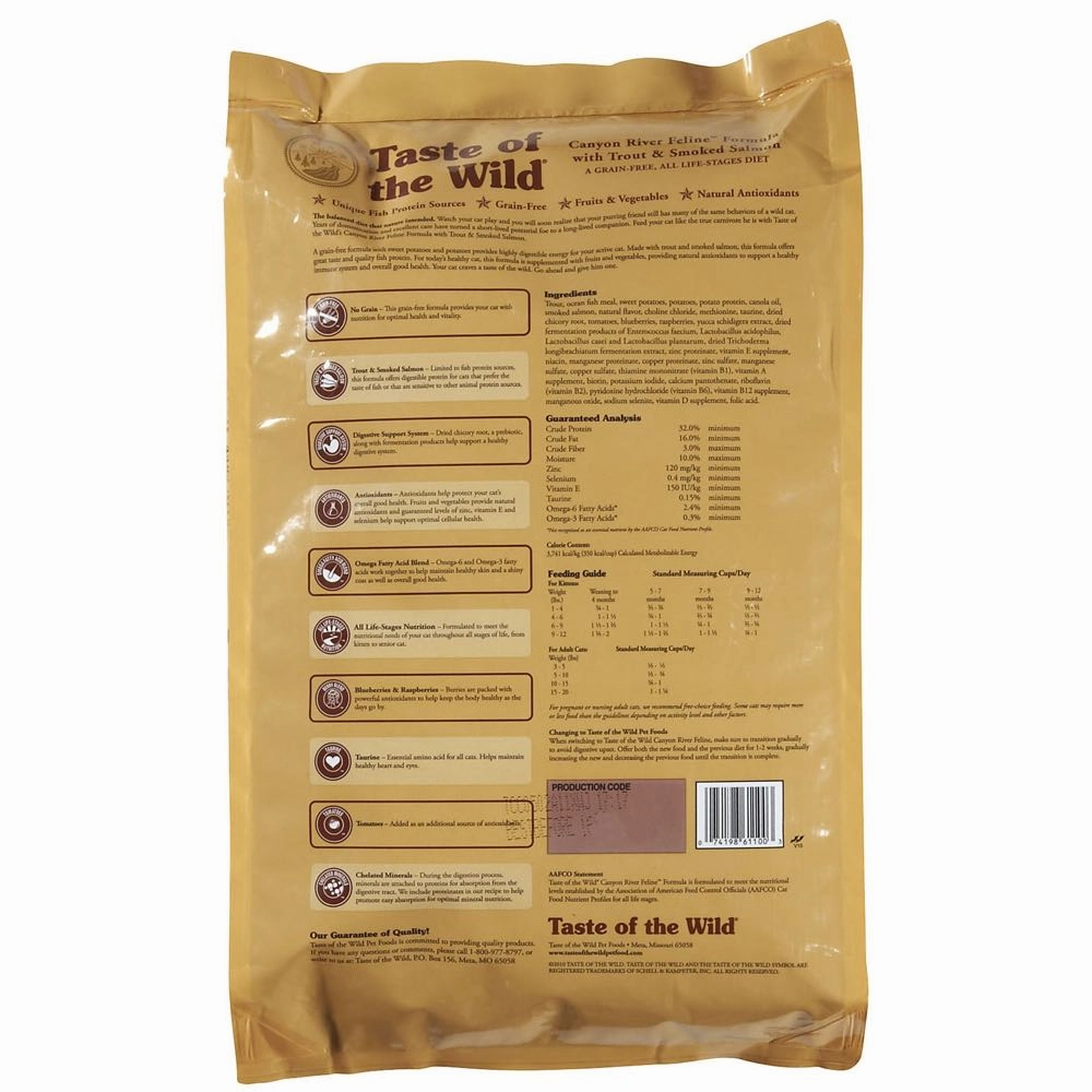 'BUNDLE DEAL/FREE TREAT': Taste Of The Wild Canyon River Trout & Smoke-Flavored Salmon Grain-Free Dry Cat Food