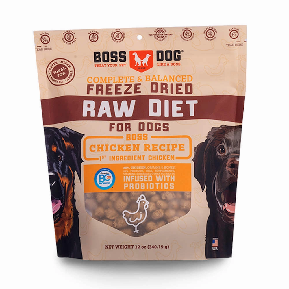 'BUNDLE DEAL w FREE FD TREATS': Boss Dog Chicken Grain-Free Freeze-Dried Raw Dog Food 12oz