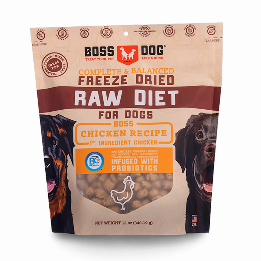 'BUNDLE DEAL w FREE FD TREATS': Boss Dog Chicken Grain-Free Freeze-Dried Raw Dog Food 12oz