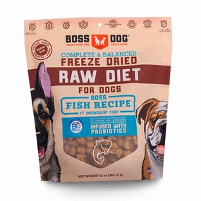 'BUNDLE DEAL w FREE FD TREATS': Boss Dog Fish Grain-Free Freeze-Dried Raw Dog Food 12oz