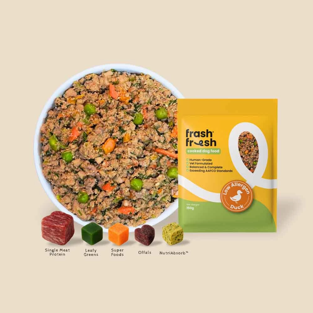 'FREE DEFROSTING TRAY': frashfresh Cooked Duck NutriAbsorb Frozen Dog Food 2.25kg