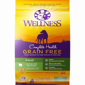 'FREE FD TREATS': Wellness Complete Health Grain Free Adult Lamb & Lamb Meal Dry Dog Food 24lb