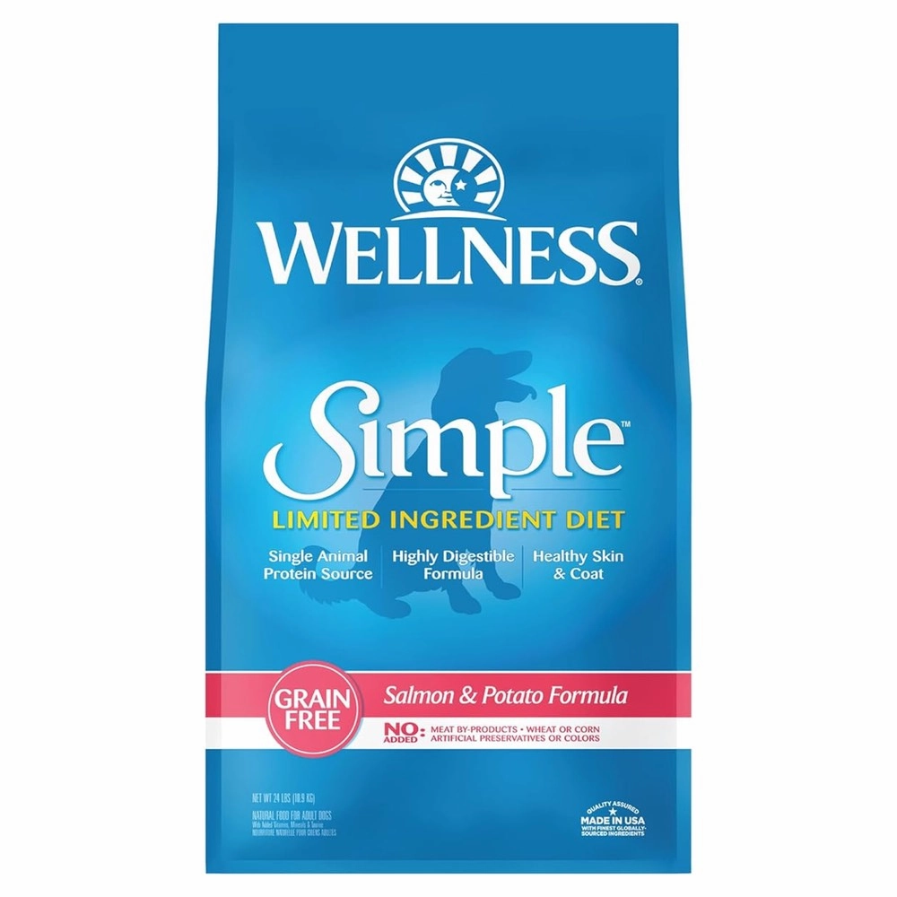 'FREE FD TREATS': Wellness Simple Grain-Free Salmon & Potato Formula Adult Dry Dog Food 24lb