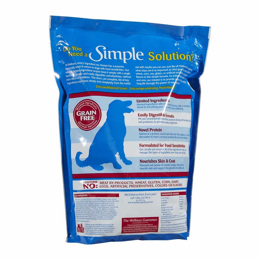 'FREE FD TREATS': Wellness Simple Grain-Free Salmon & Potato Formula Adult Dry Dog Food 24lb