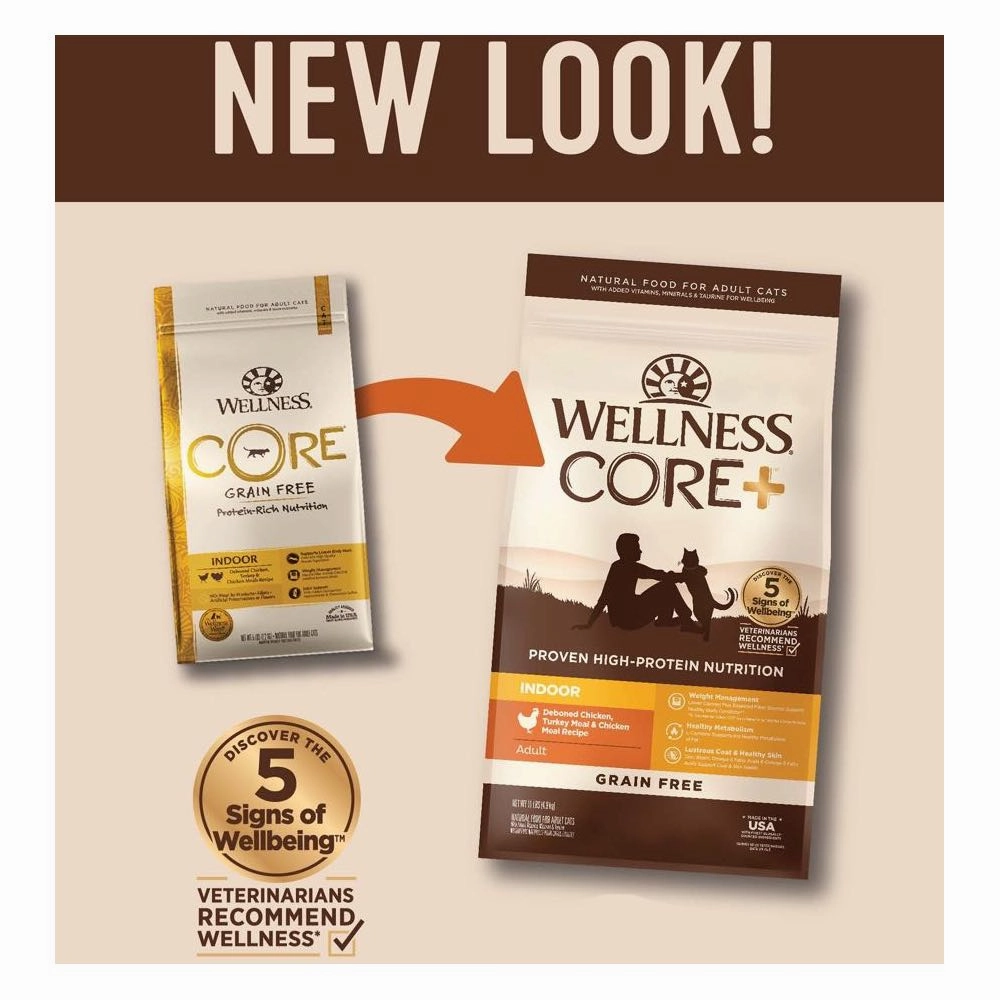 'FREE TREATS': Wellness CORE  Indoor Chicken, Turkey & Chicken Meal Indoor Formula Dry Cat Food
