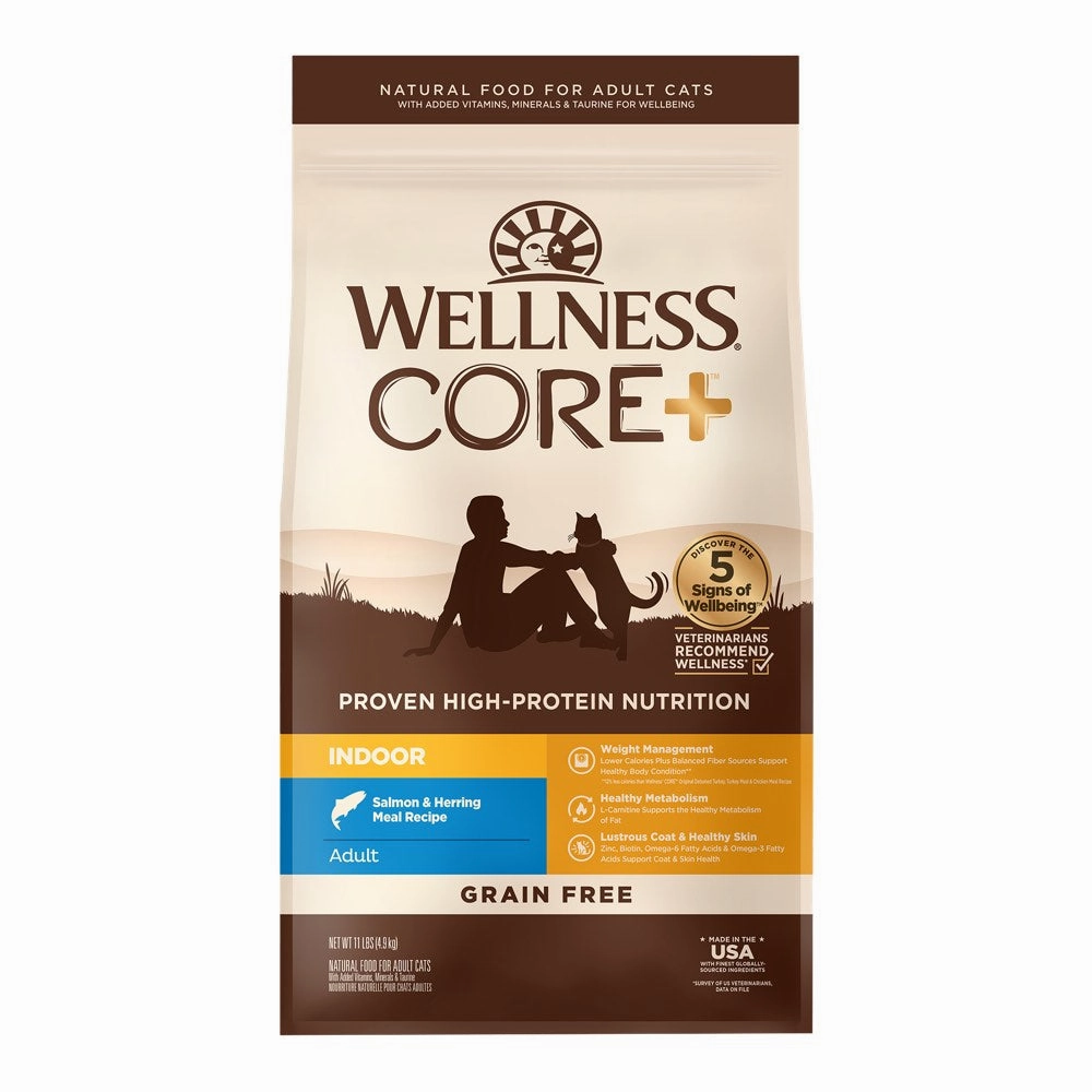 'FREE TREATS': Wellness CORE  Indoor Salmon & Herring Grain-Free Dry Cat Food