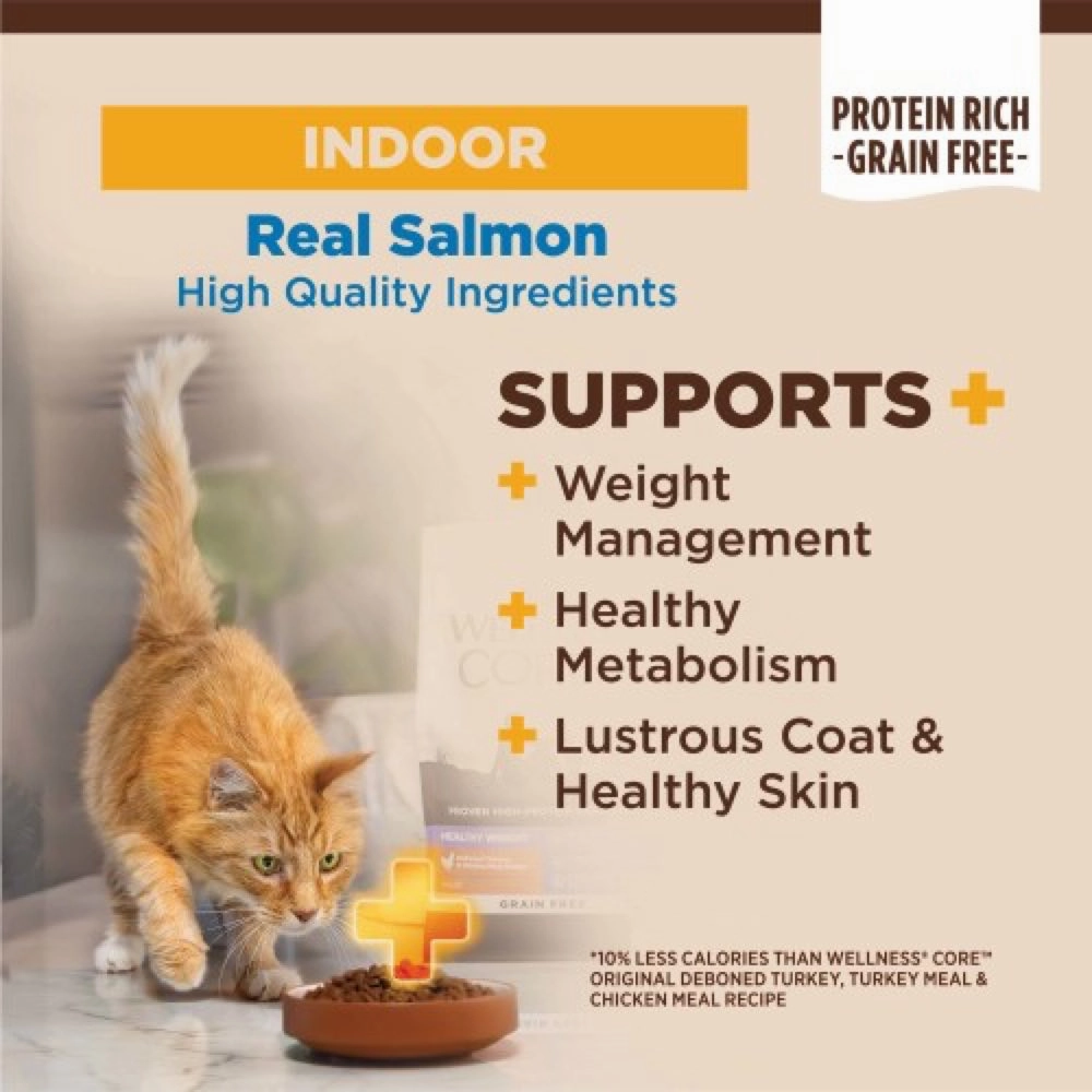 'FREE TREATS': Wellness CORE  Indoor Salmon & Herring Grain-Free Dry Cat Food