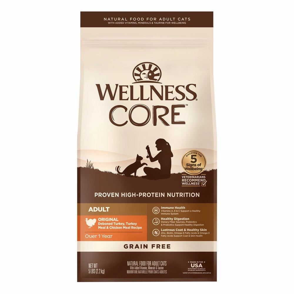 'FREE TREATS': Wellness CORE Original Deboned Turkey, Turkey Meal & Chicken Meal Grain-Free Adult Dry Cat Food