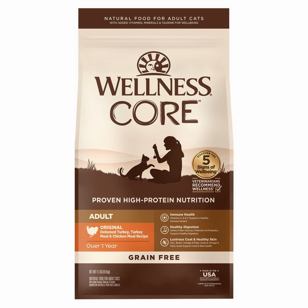 'FREE TREATS': Wellness CORE Original Deboned Turkey, Turkey Meal & Chicken Meal Grain-Free Adult Dry Cat Food