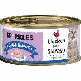 'FREE TREATS w 24cans': Sparkles Jelly-licious Chicken With Shirasu Canned Cat Food 80g x 24