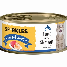 'FREE TREATS w 24cans': Sparkles Jelly-licious Tuna With Shrimp Canned Cat Food 80g x 24