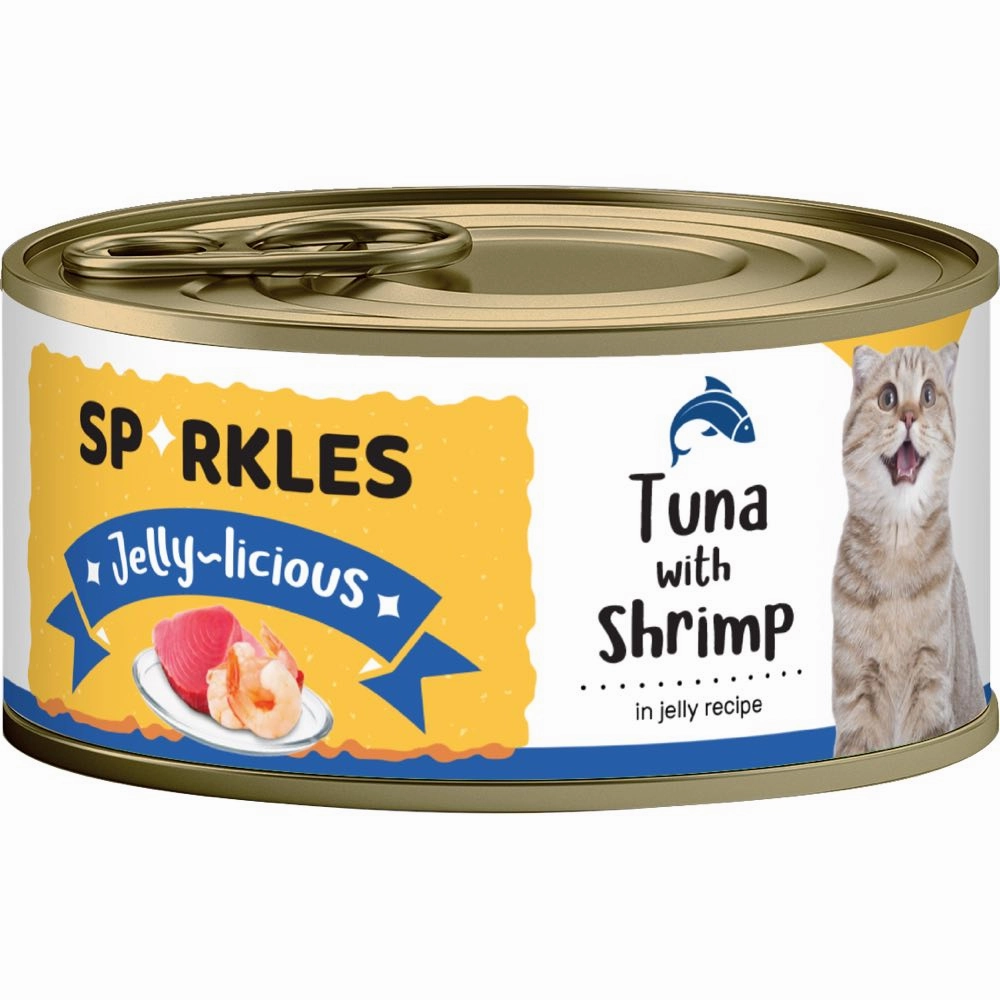 'FREE TREATS w 24cans': Sparkles Jelly-licious Tuna With Shrimp Canned Cat Food 80g x 24