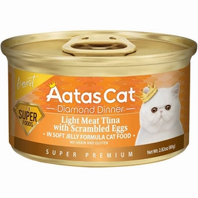 Aatas Cat Finest Diamond Dinner Tuna with Scrambled Eggs in Soft Jelly Canned Cat Food 80g